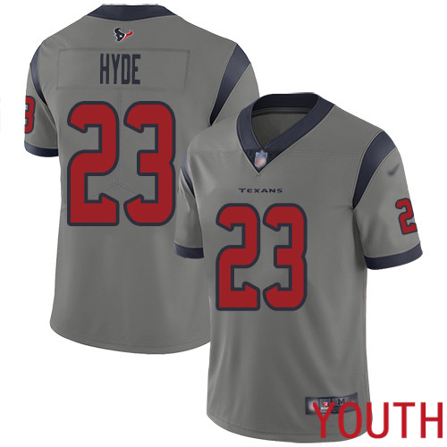 Houston Texans Limited Gray Youth Carlos Hyde Jersey NFL Football #23 Inverted Legend